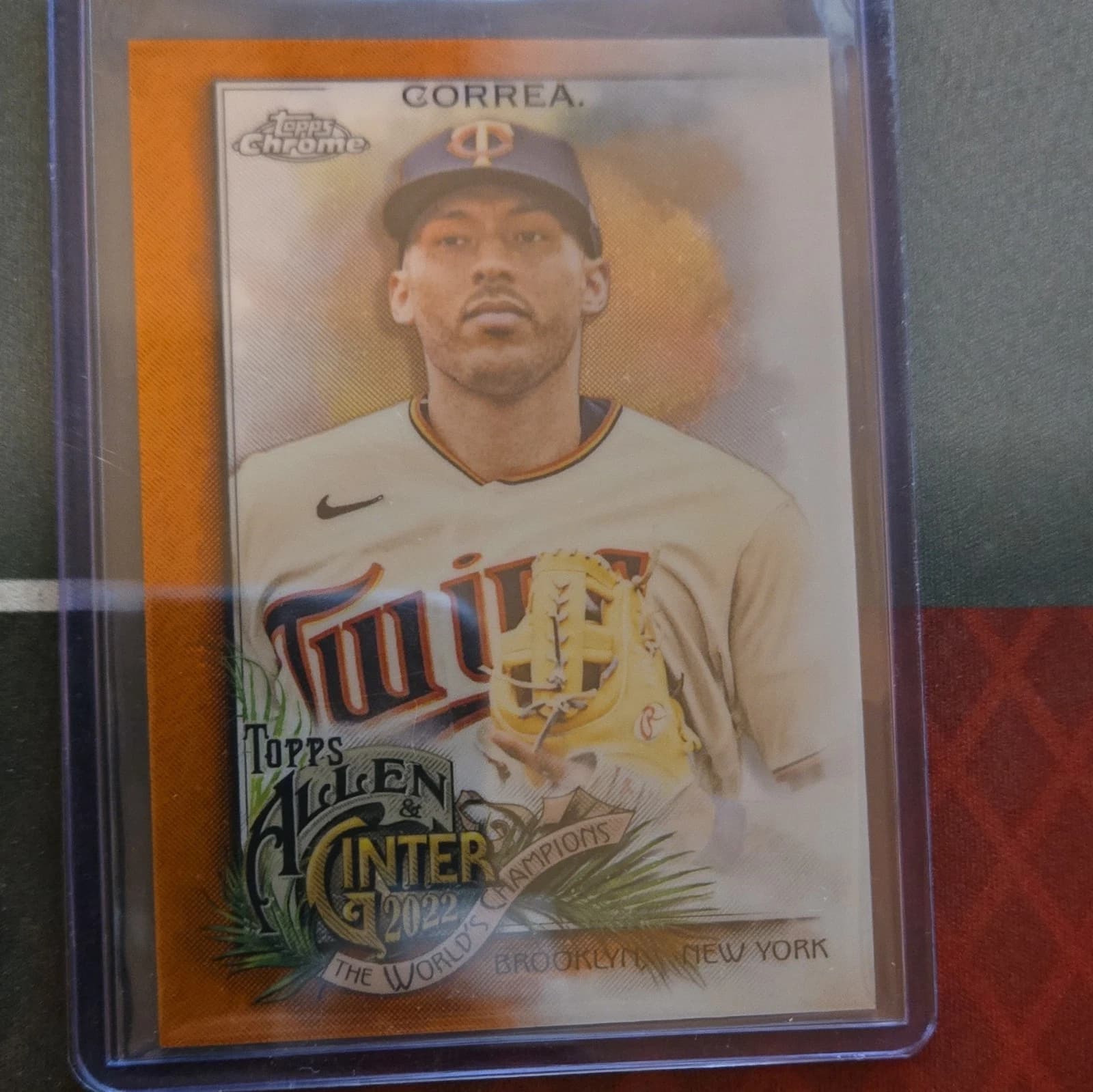 2022 Topps Allen & Ginter Chrome Carlos Correa Twins Orange Refractor #117 /25
